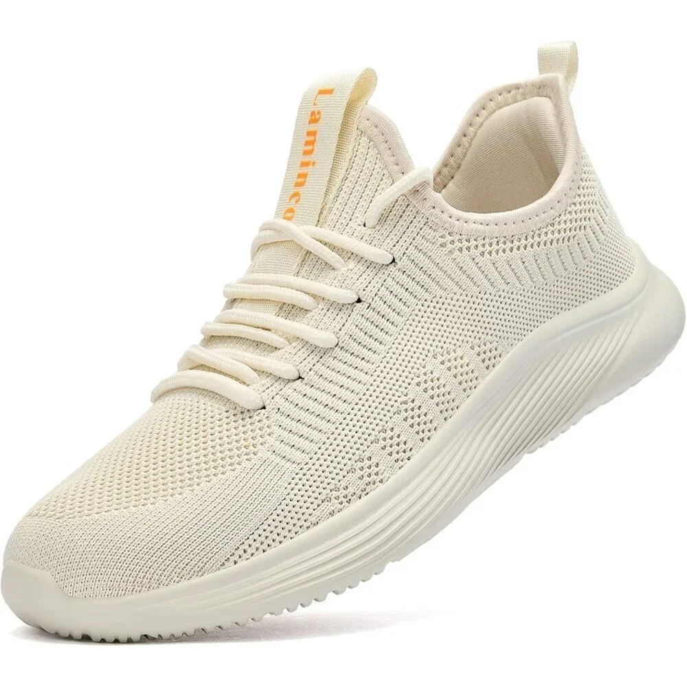 Women's Beige Non Slip Casual Running Lightweight Mesh Fashion Sneakers